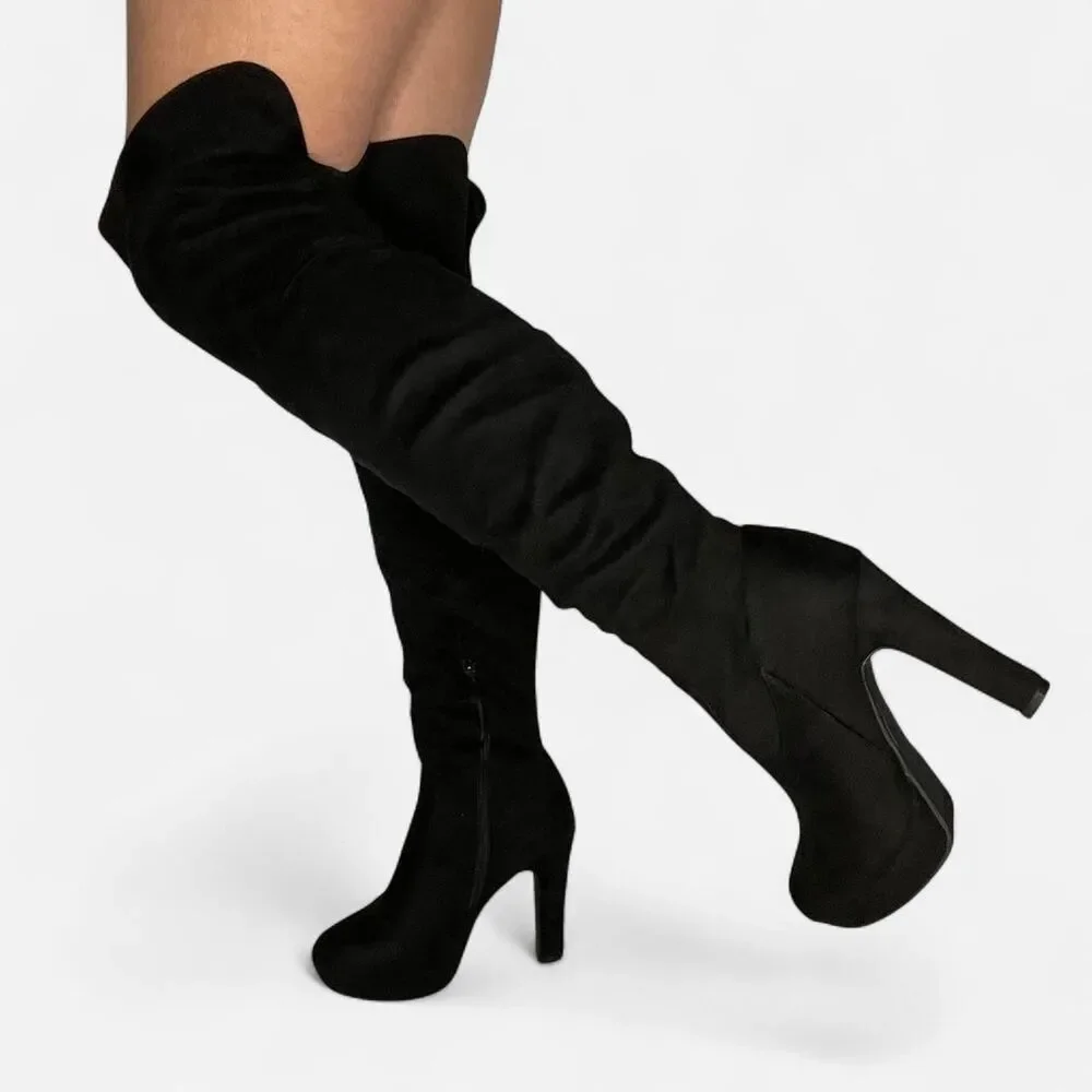 Suede-Style Platform Over the Knee‎ Boots